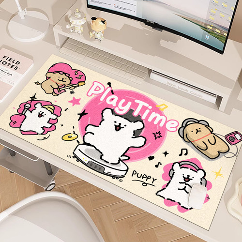 卡通小狗书桌垫键盘垫儿童保护垫子女生滑鼠垫超大号电脑办公桌布