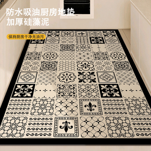 美式 厨房地垫防油防水防滑吸水硅藻泥脚垫可擦免洗大面积满铺地毯