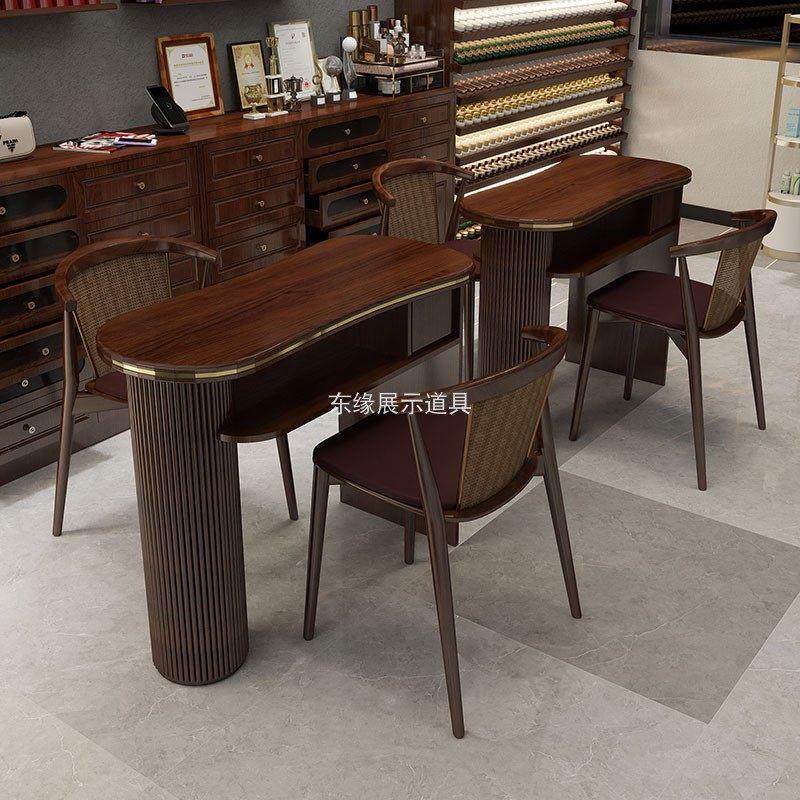 新中式实木美甲桌椅套装带吸尘器专用美甲台美甲店单双人组合桌子