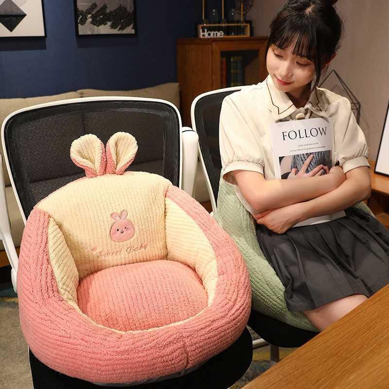 卡通动物抽条绒蒲团坐垫飘窗垫办公室全包围椅垫屁股垫护腰靠垫