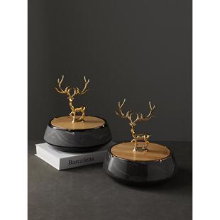 烟缸轻奢家用高级感大号创意办公室个性潮流客厅陶瓷带盖防烟灰缸