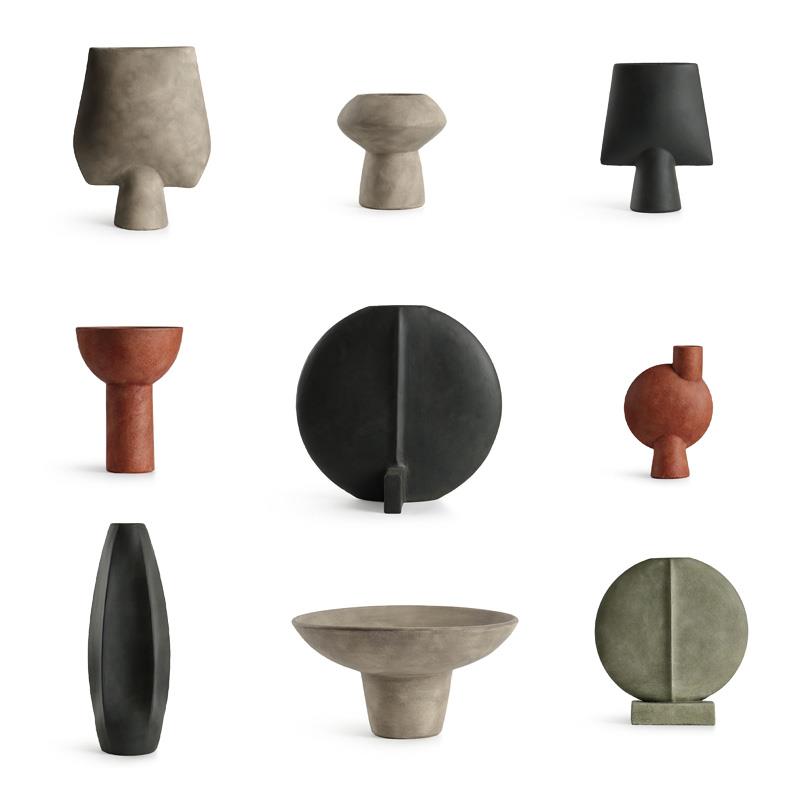 丹麦莫兰迪陶艺手工花器侘寂风花瓶ins民宿风摆件家居现代北欧