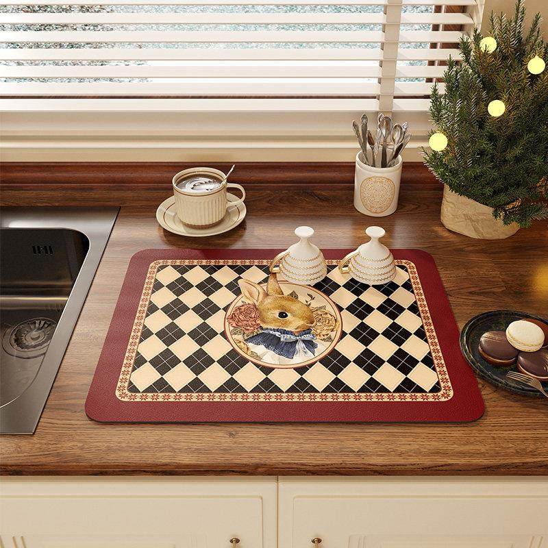 范居态度萌兔咖啡机沥水垫厨房台面吸水纳帕纹软垫碗盘隔热垫杯垫,居家布艺,厨房地垫,淘宝优惠券,粉丝福利购,淘宝优惠卷
