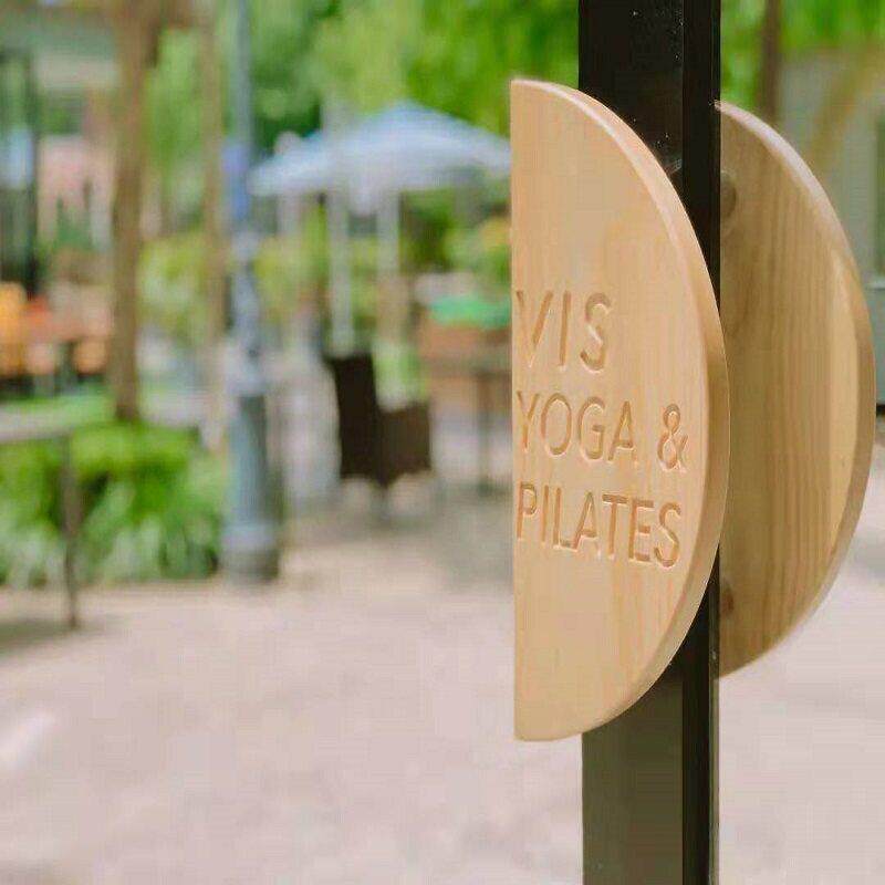 玻璃门门把手定制logo实木圆形方形拉手新中式原木色门拉把手手柄