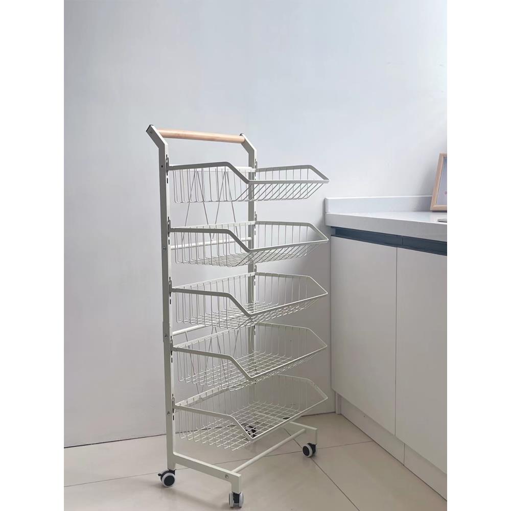 可移动菜篮子置物架落地多层厨房小推车水果蔬菜筐零食储物收纳架