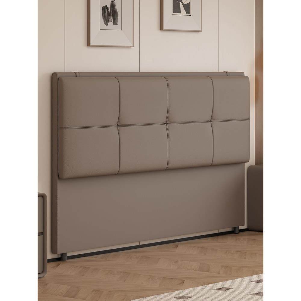 床头软包靠背板2025新款意式简约现代落地薄款双人床头板实木单买