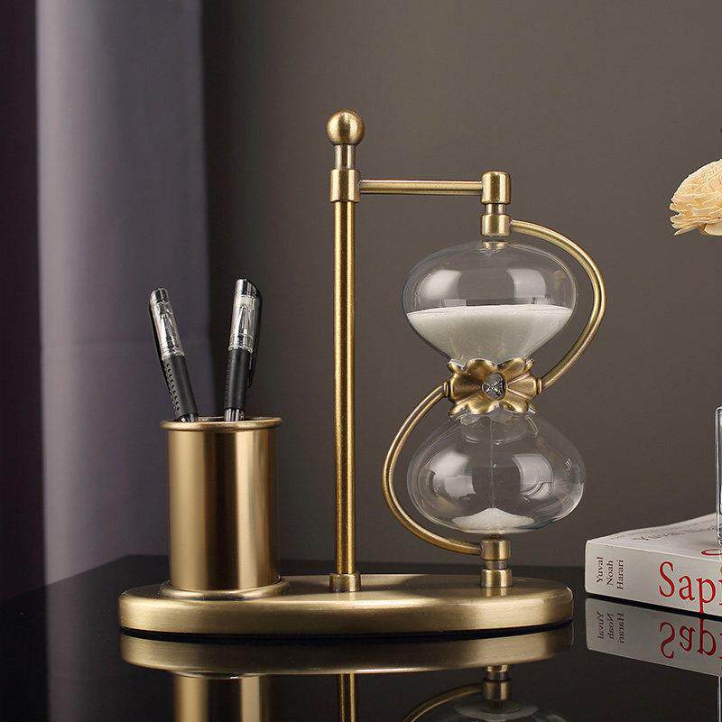 办公室桌面笔筒摆件轻奢沙漏实用装饰品送老师教师节礼物刻字礼盒