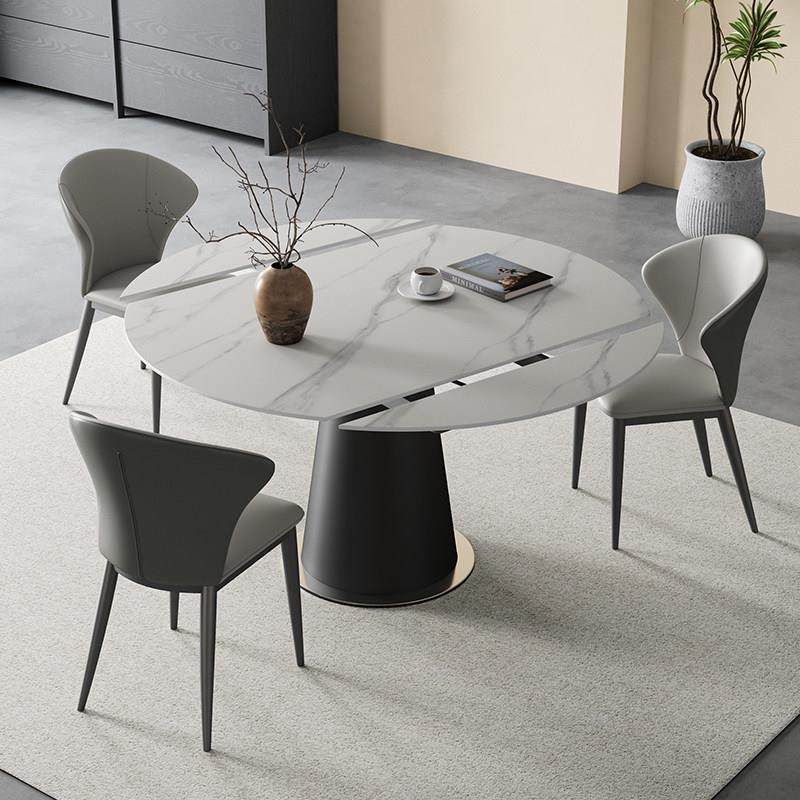 意式岩板餐桌可伸缩折叠饭桌椅现代简约多功能方圆两用小户型圆桌,住宅家具,岩板餐桌,淘宝优惠券,粉丝福利购,淘宝优惠卷
