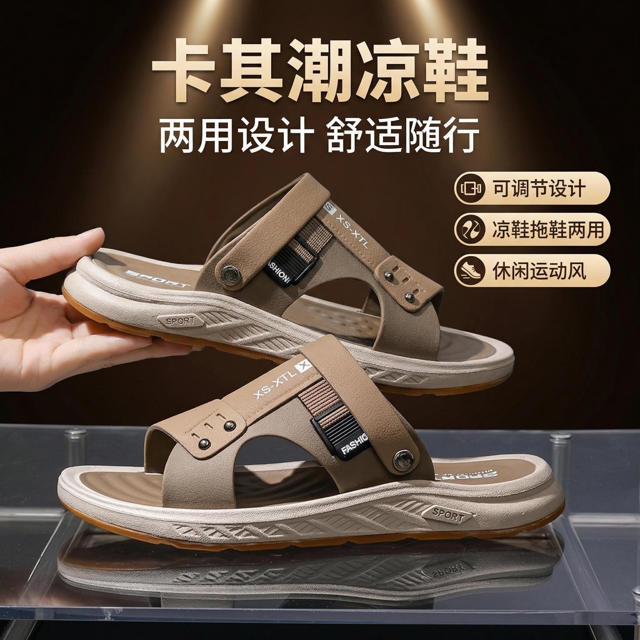 夏季男士运动凉拖鞋防滑透气两用沙滩鞋休闲外穿休闲沙滩鞋男款