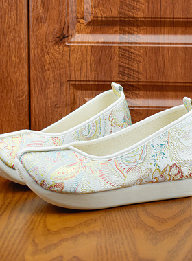 锦袍仙登云履配鞋汉服鞋子女增高古风古装翘头履明制布鞋厚底原创