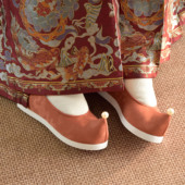 汉服鞋 子女成人增高翘头履古风布鞋 绣花鞋 锦袍仙原创古装 圆头弓鞋