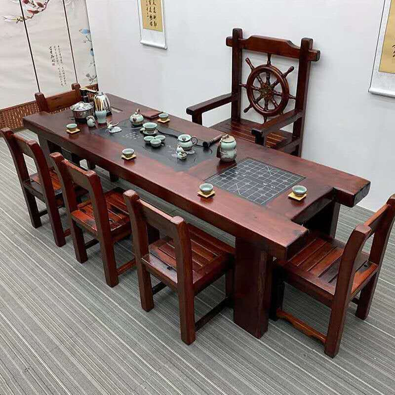 老船木实木茶桌椅组合客厅家用茶台新中式喝茶套装一体泡茶桌茶几