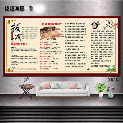 中医拔罐宣传海报拔罐四大好处大挂图拔罐后罐印解析装饰画墙贴纸