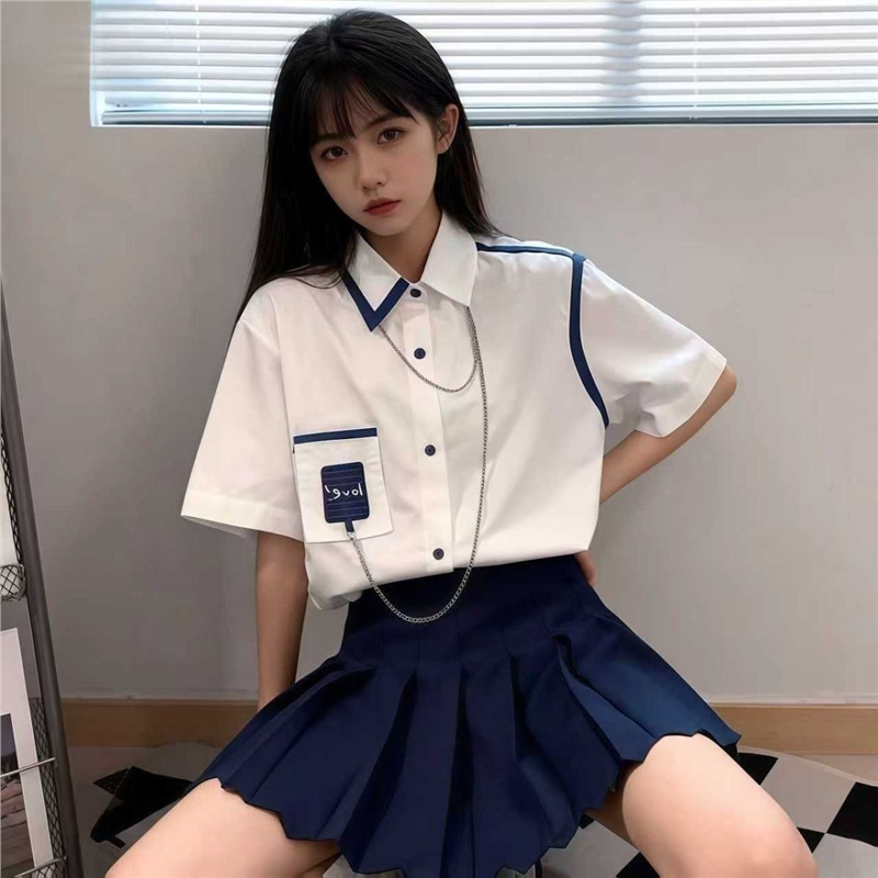 芙宁娜jk制服套装jk衬衫短袖二次元cos服少女学生夏季学院风宽松