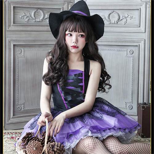紫色洛丽塔女巫服装万圣节cosplay连衣裙LOLITA