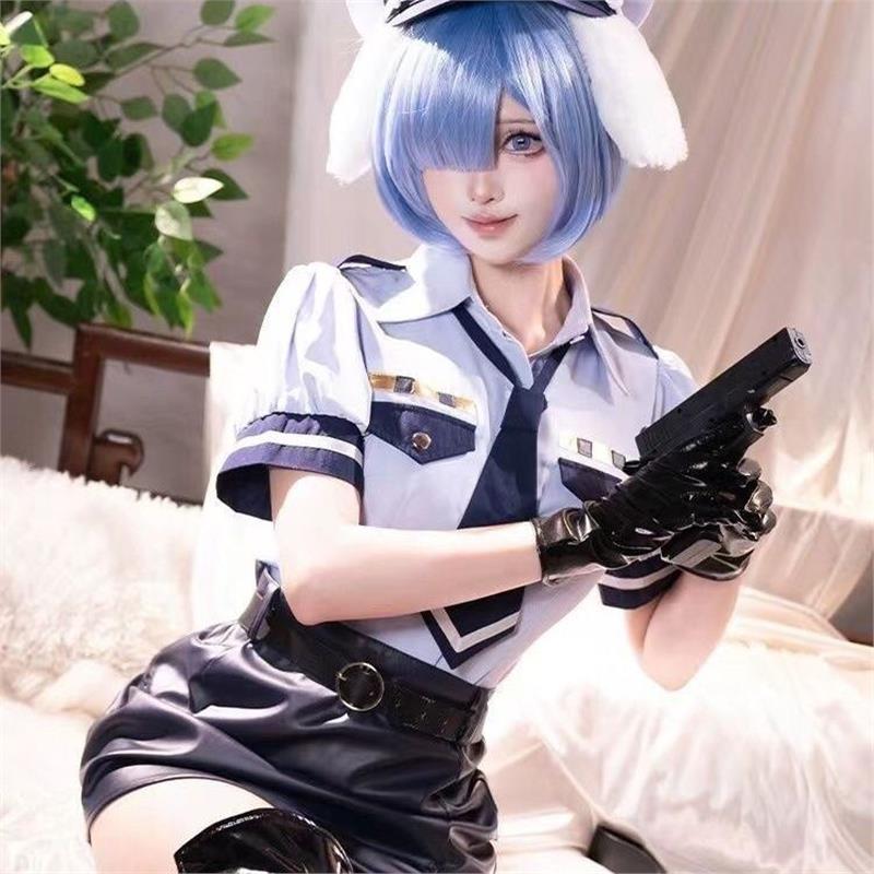 万圣节从零开始的异世界生活cos服装犬耳警官蕾姆女制服cosplay万图片