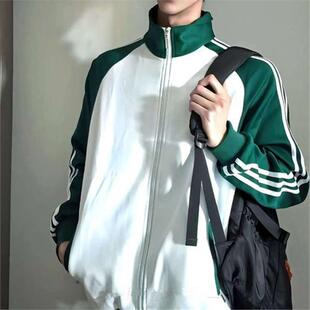 绿色校服喻繁同款南城七中陈景深外套三条杠cos服