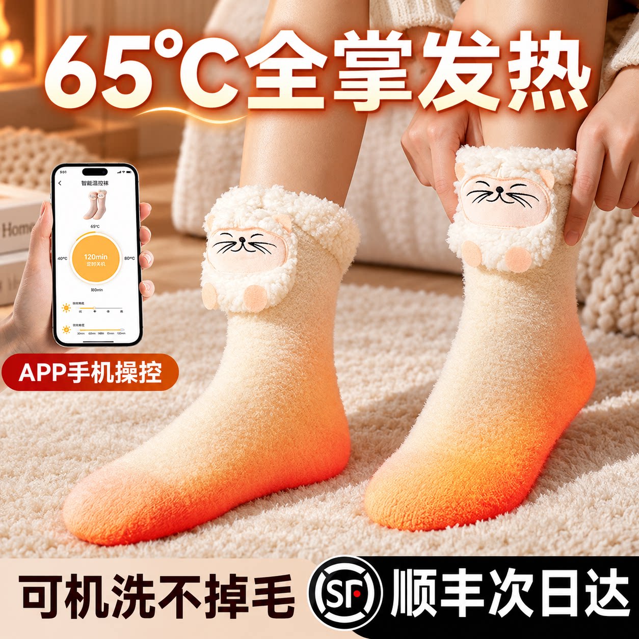日本暖脚宝神器保暖加热发热袜子床上睡觉用充电捂脚暖足冬天
