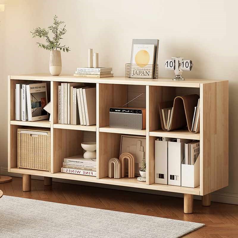 实木书柜置物f架矮柜家用储物组合田园风收纳柜书房带脚格子柜书