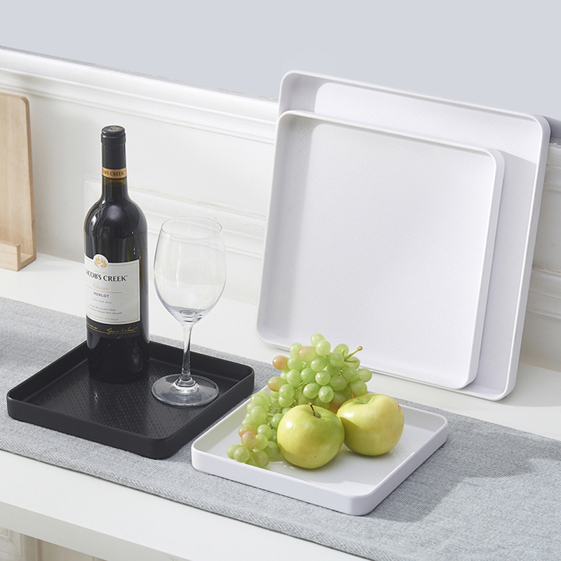 正方形托盘家用放j茶杯盘白色花盆水杯子北欧小客厅ins 塑料四方