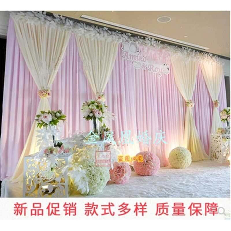 婚礼新款墙装饰新款纱幔舞台婚庆场景布置2018背景沙曼婚庆布幔