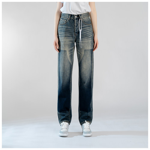 PUR jeans牛仔裤男宽松直筒裤欧美式高街水洗印花潮牌阔腿裤