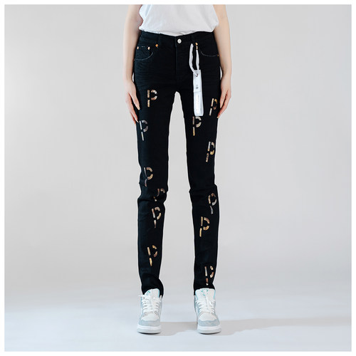 PUR jeans牛仔裤男修身显瘦欧美式高街烫金基础款潮牌修身小脚裤