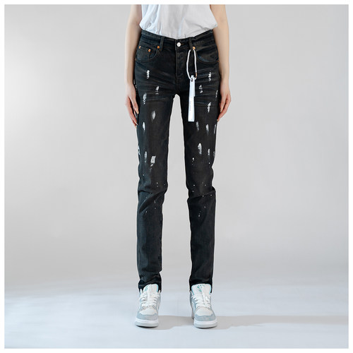 PUR jeans牛仔裤男修身显瘦欧美式高街泼墨基础款做旧牛小脚裤