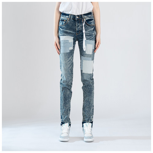 PUR jeans牛仔裤男修身显瘦欧美式高街破洞乞丐潮牌修身小脚裤