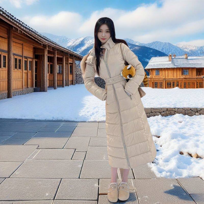 现货~长款棉衣棉服2024年冬季新款韩版超长宽松棉服加厚过膝外套