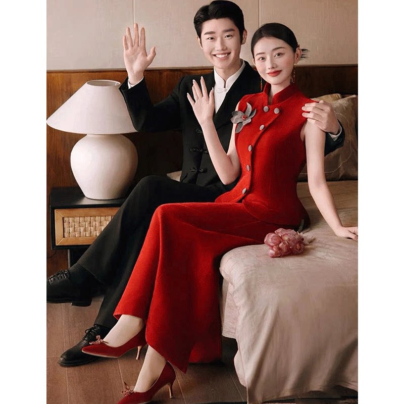 新中式订婚两件套复古显