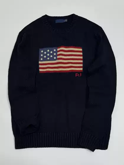 New National Flag Sweater Men's Round Neck Knitwear Top