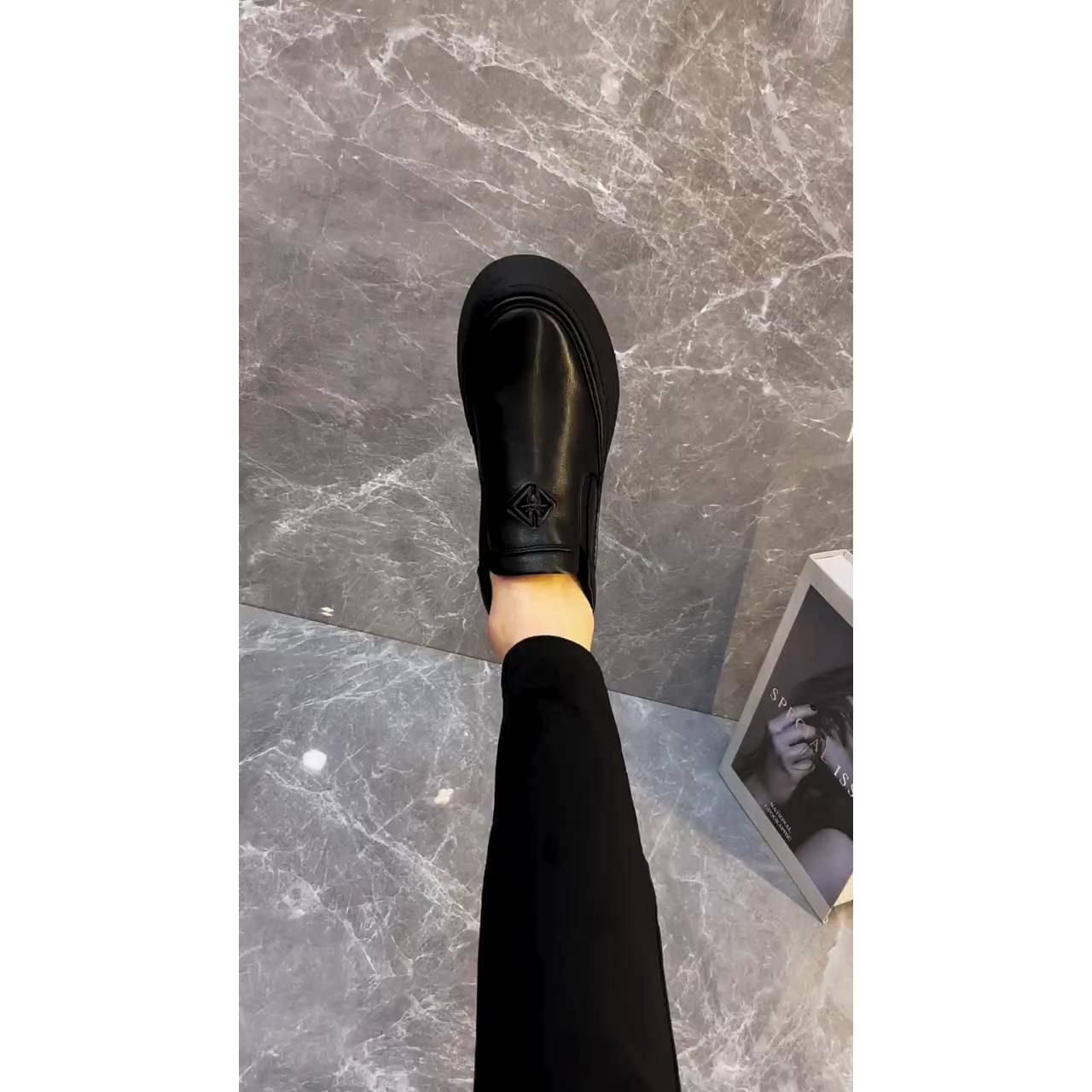 真皮乐福鞋男士一脚蹬轻便休闲皮鞋男款2024新款透气耐磨厚底男鞋