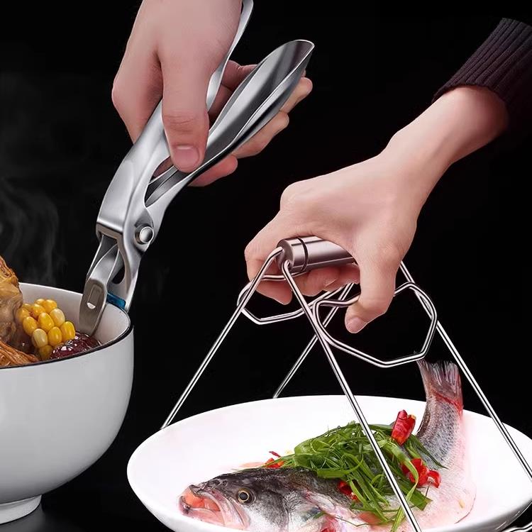 304不锈钢防烫夹取碗夹蒸菜砂锅夹子盘子夹碗器厨房用神器提盘器