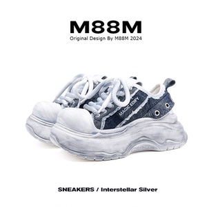 M88M厚底大头鞋男女款2024秋季新款擦色做旧复古松糕运动休闲潮鞋