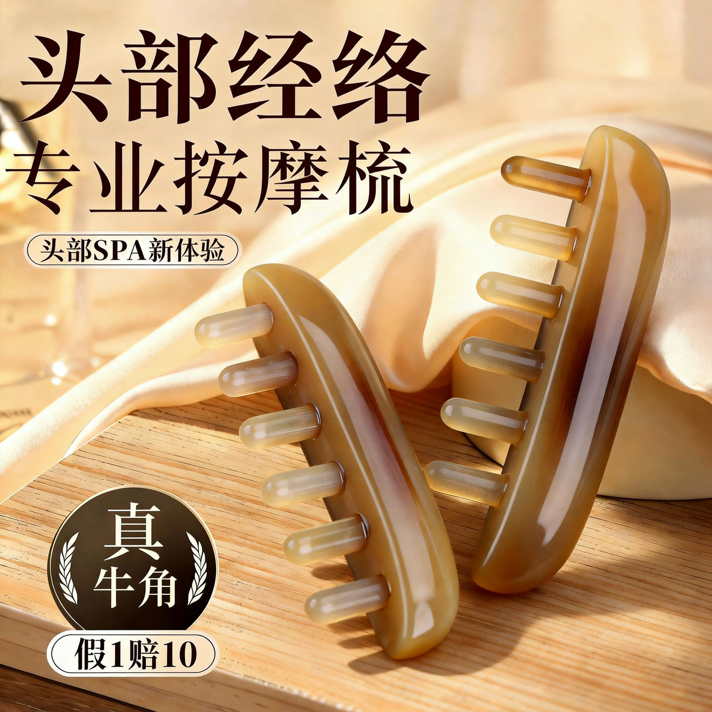 天然牛角头皮按摩梳刮痧