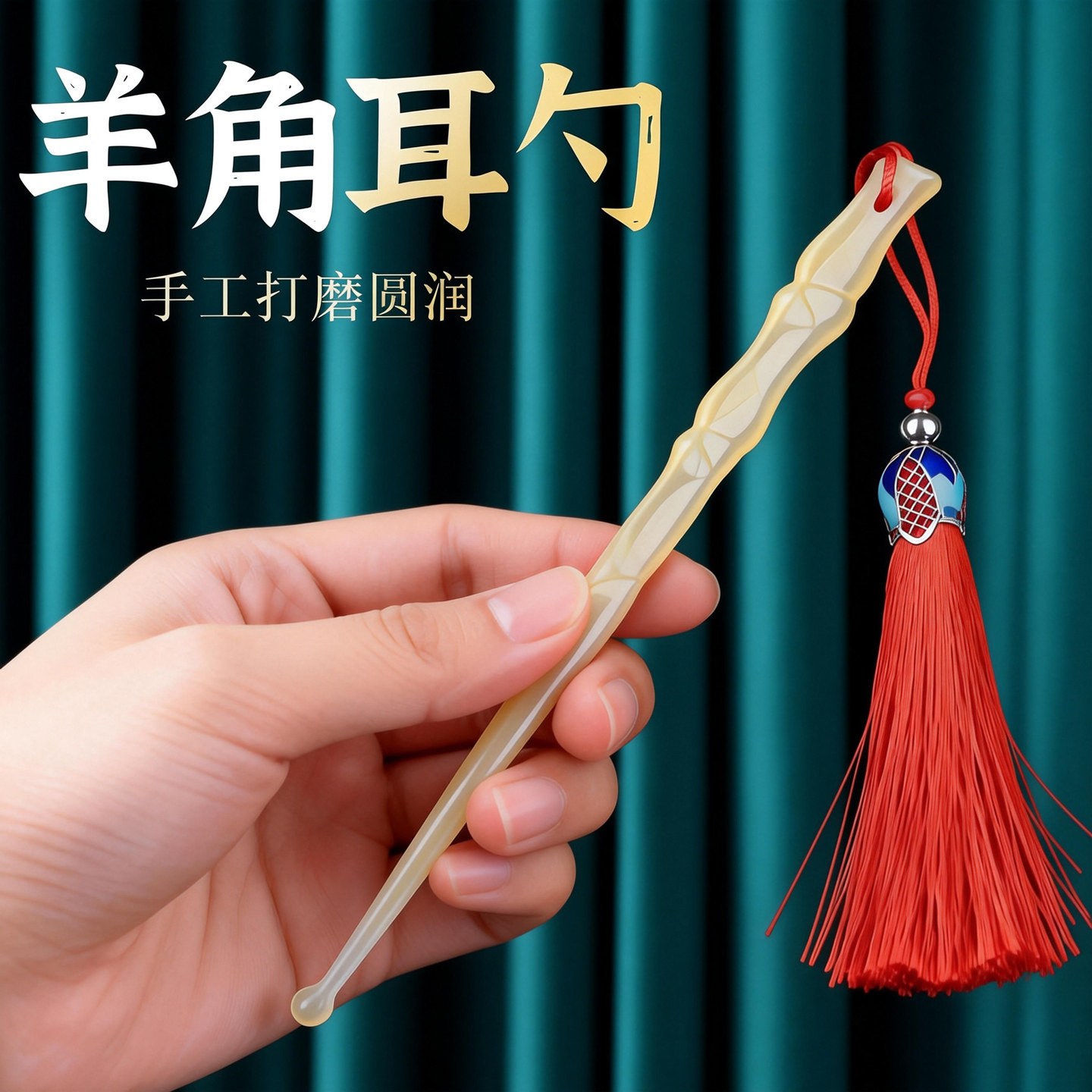 天然纯羊角挖耳勺掏挖耳朵掏耳神器手工打磨圆润流苏装饰耳屎清洁,家庭/个人清洁工具,耳勺,淘宝优惠券,粉丝福利购,淘宝优惠卷