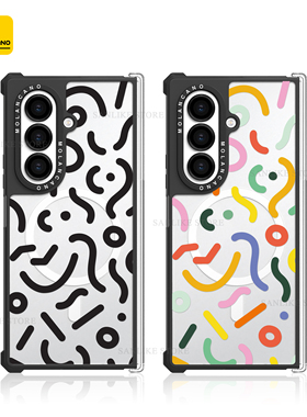 韩国MOLANCANO三星Galaxy Z Fold7手机壳折叠屏中轴铰链保护彩色线条涂鸦简约透明轻薄防摔外壳磁吸保护套