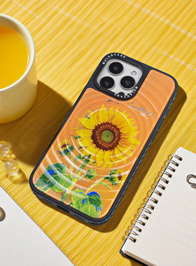 韩国MOLAN CANO新款网红苹果手机壳波漾磁吸鎏金向日葵花创意防摔适用iphone16promax保护套15pro浪漫高级感