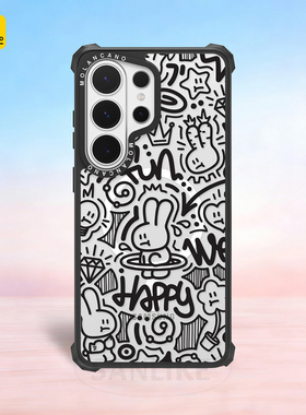 韩国MOLANCANO三星Galaxy S26 Ultra手机壳新款涂鸦黑色兔子透明轻薄防摔磁吸保护套s26卡通可爱外壳情侣ins