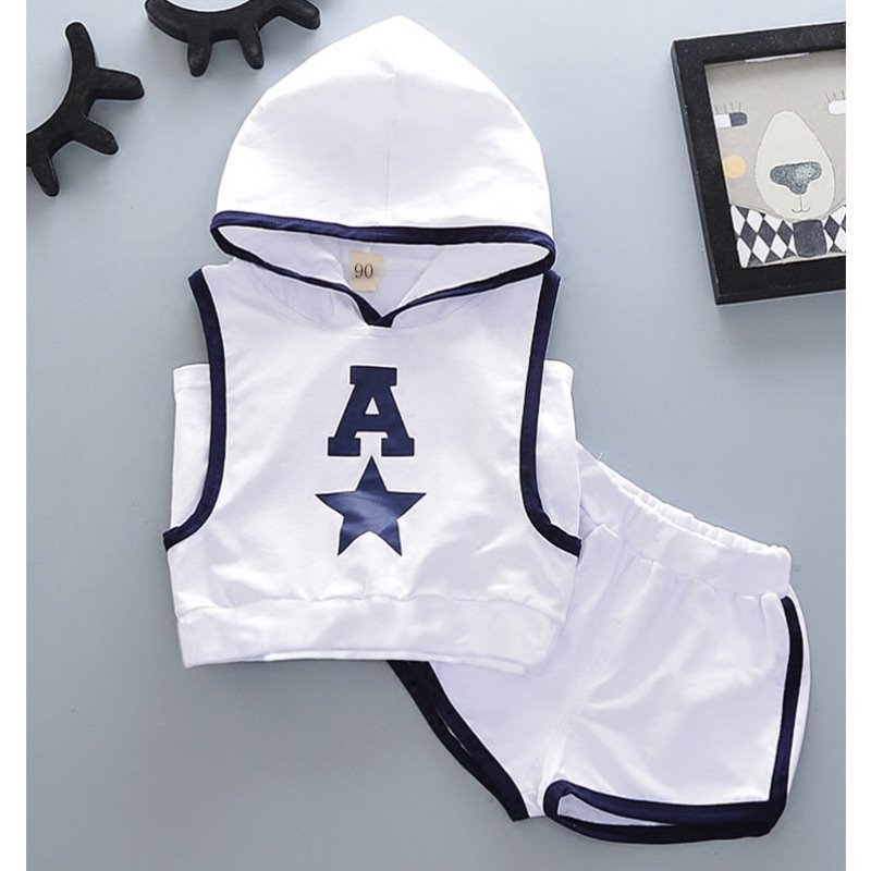 男3周岁2运动套装带帽1女童两件套印花夏季套装短裤字母背心5儿童