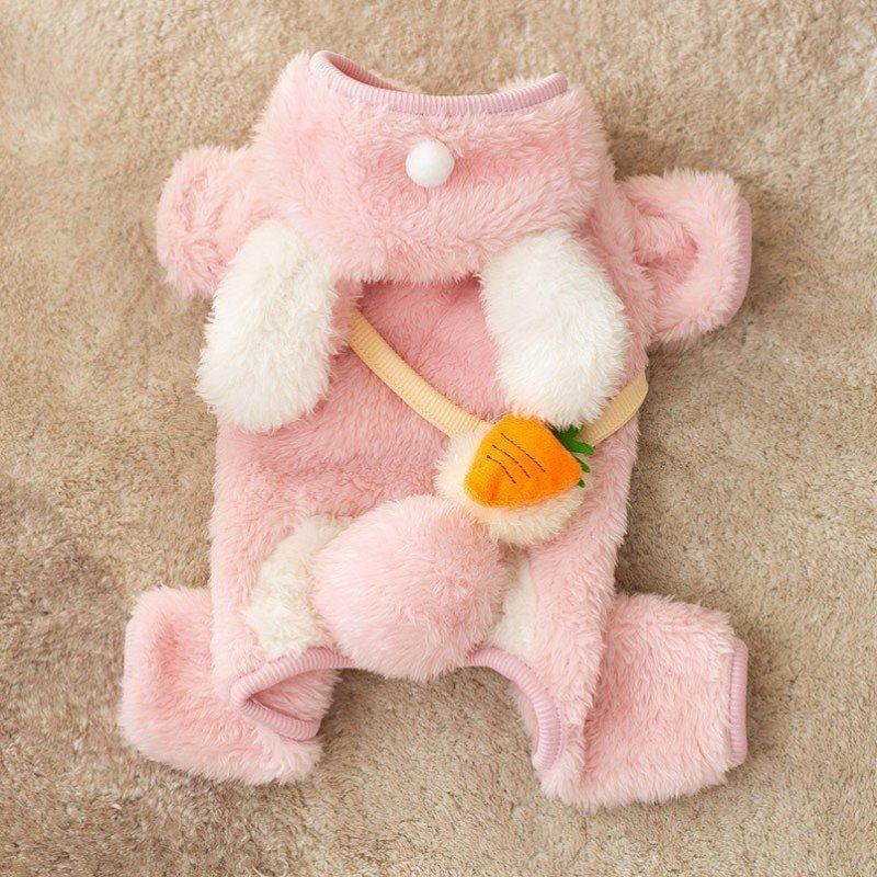 口袋狗狗犬秋冬季中小型衣服胡萝卜装小兔子宠物变身绒衣四脚猫咪