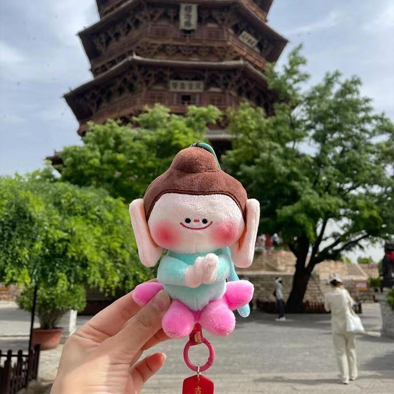 正版云冈石窟山西文创佛小伴莲花挂件包包玩偶毛绒高级钥匙扣可爱