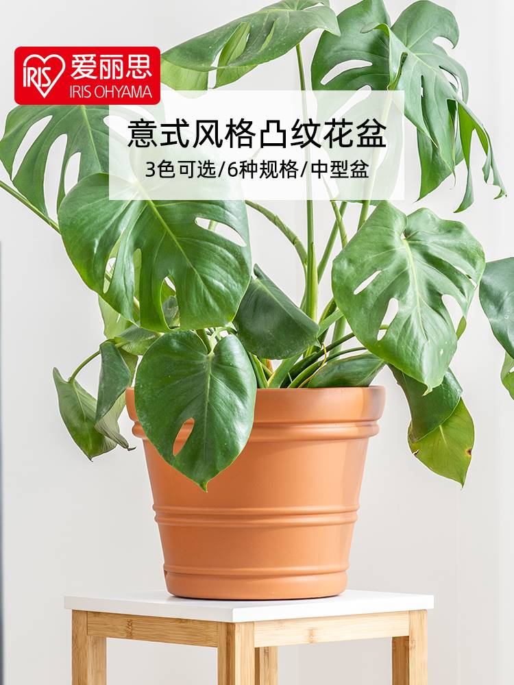 爱丽丝爱丽思大号树脂仿陶瓷多肉圆形塑料清仓花盆创意北欧简约盆