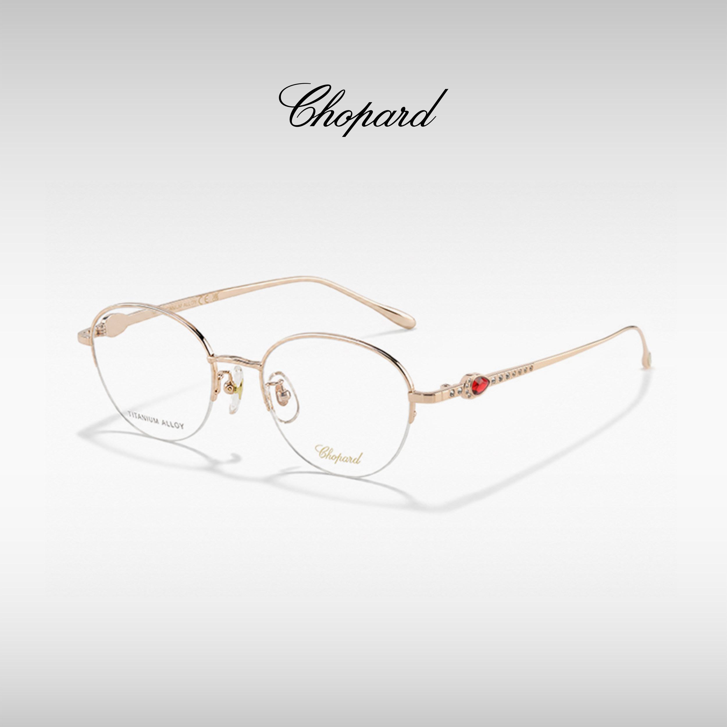 萧邦眼镜框女士休闲CHOPARD优雅钛金属商务半框近视眼镜架VCHL99J