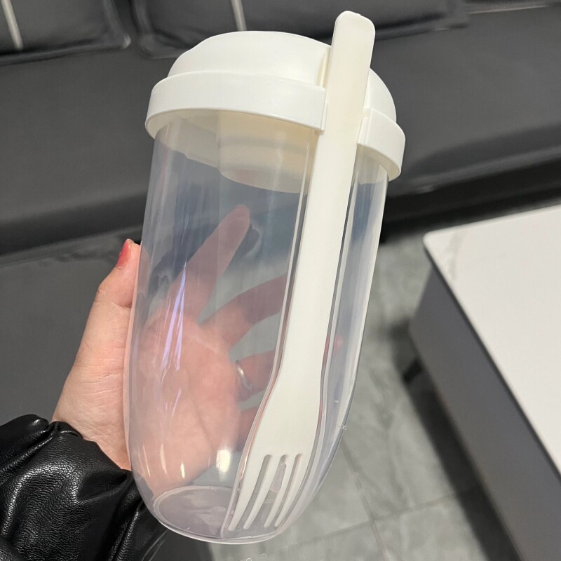 春游野餐盒露营郊游随手杯果蔬菜沙拉杯外出便携梅森杯带叉带盖子