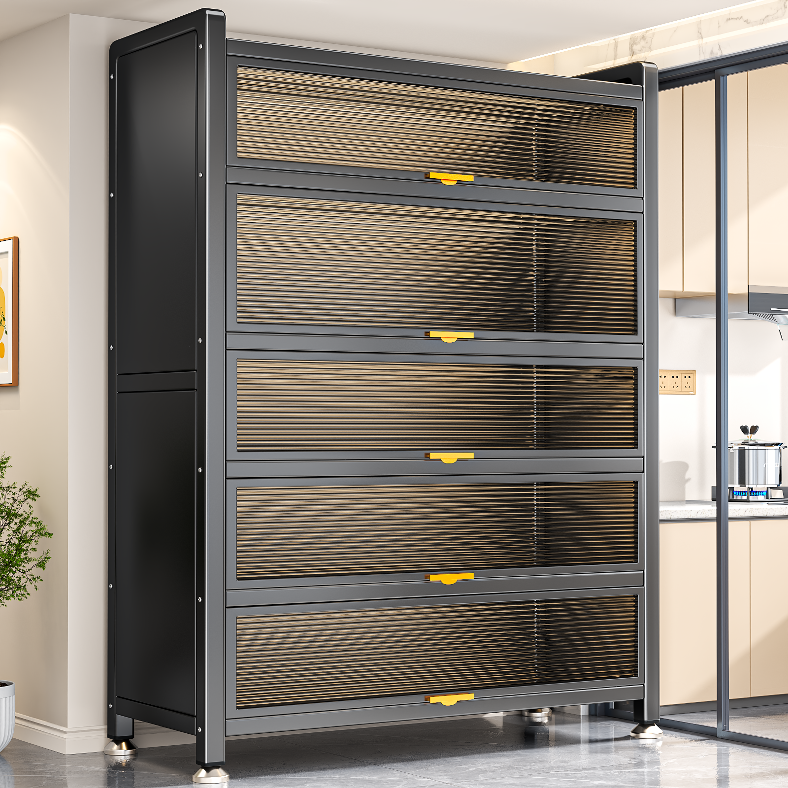 厨房置物架多功能落地防尘收纳柜家用碗柜储物柜子多层碳钢餐边柜,厨房/烹饪用具,厨房置物架/置物柜/角架,淘宝优惠券,粉丝福利购,淘宝优惠卷