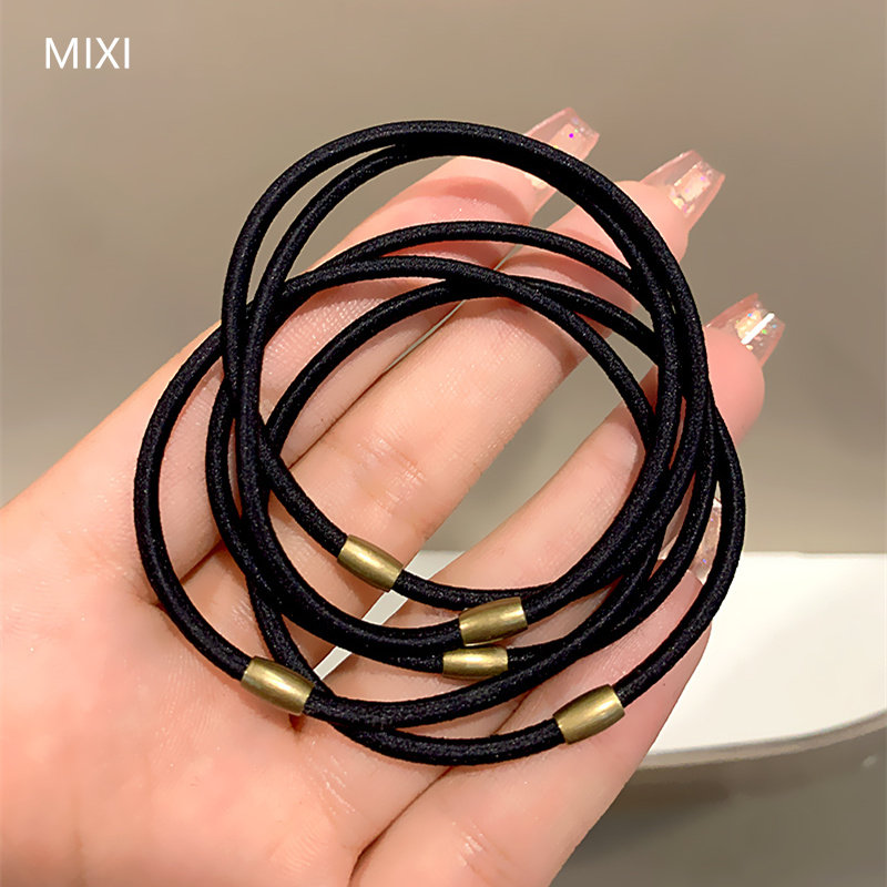 黑色小金珠发绳简约皮筋图片