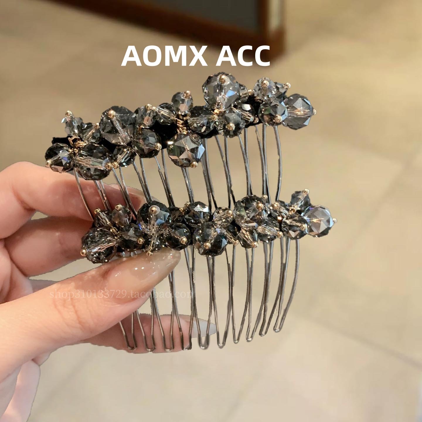 水晶发梳女黑色花朵插梳发夹头饰发梳2026新款发饰时尚潮流,饰品/流行首饰/时尚饰品新,发饰,淘宝优惠券,粉丝福利购,淘宝优惠卷