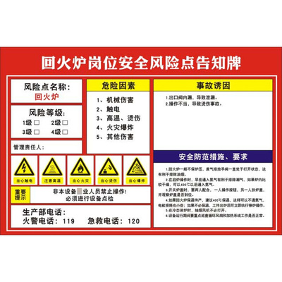 M771工厂车间器械回火炉岗位安全风险点告知牌海报定印制展板1679